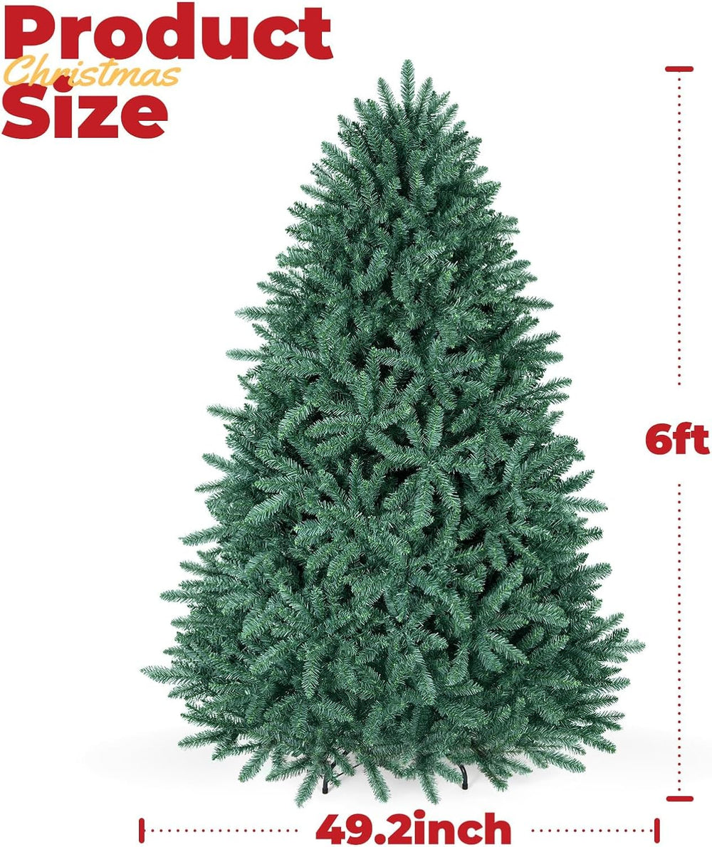 OasisCraft 6ft Pre-lit Christmas Tree Hinged Blue Spruce Artificial Christmas...