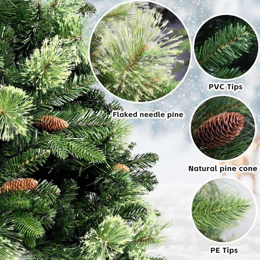 Kadunmina 6ft Pre-Lit Carolina Pine Christmas Tree, 410 Warm White Lights