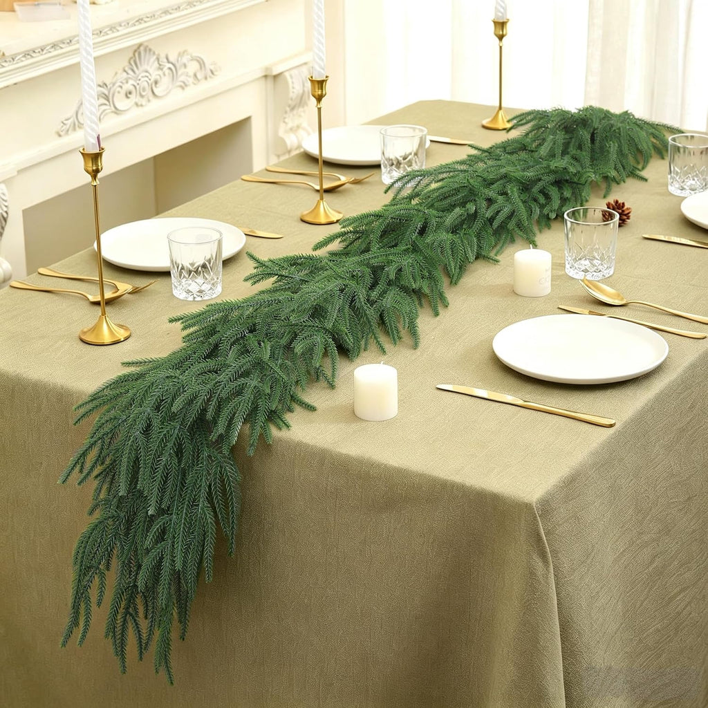 9FT Norfolk Pine Garland, Realistic Artificial Christmas Greenery Decor