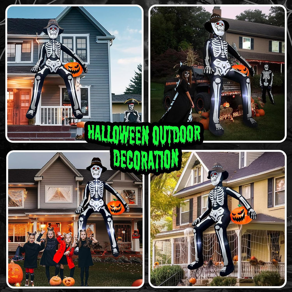 10ft scary halloween inflatables outdoor, giant sitting skeleton, package contents