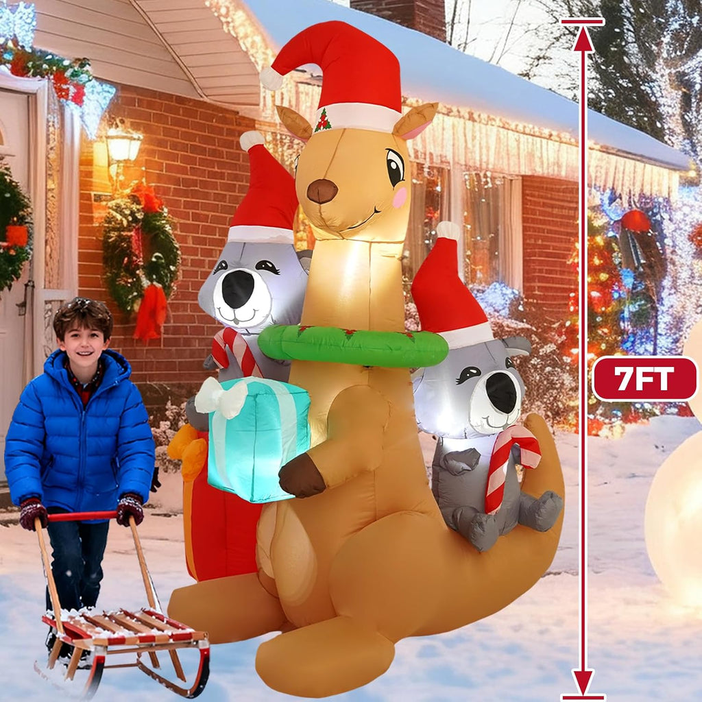 7ft kangaroo koala inflatable decoration with built-in led, side view