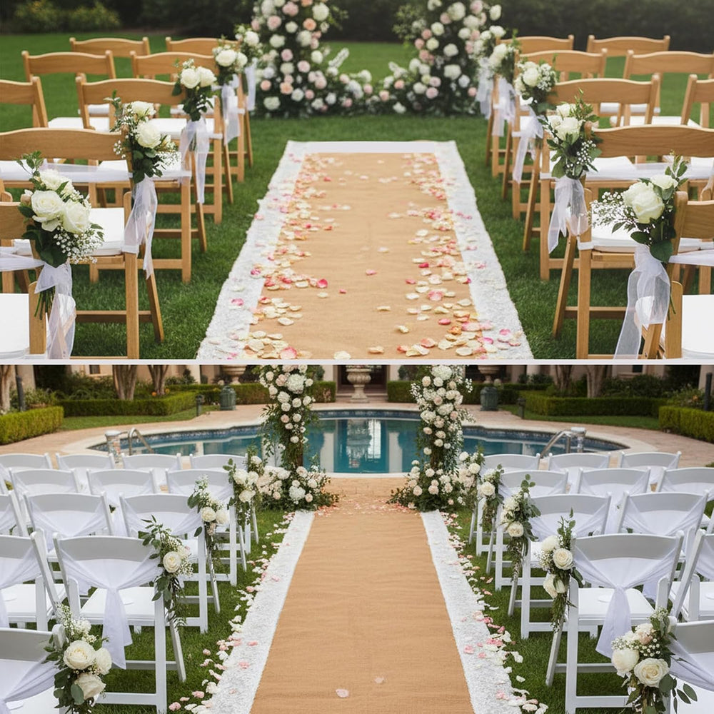 15 Ft x 36 in Aisle Runner for Wedding Ceremony,Natural Burlap Wedding Aisle ...