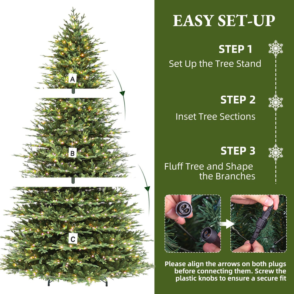 9FT Prelit Premium Christmas Tree, 5179 Realistic PE&PVC Tips