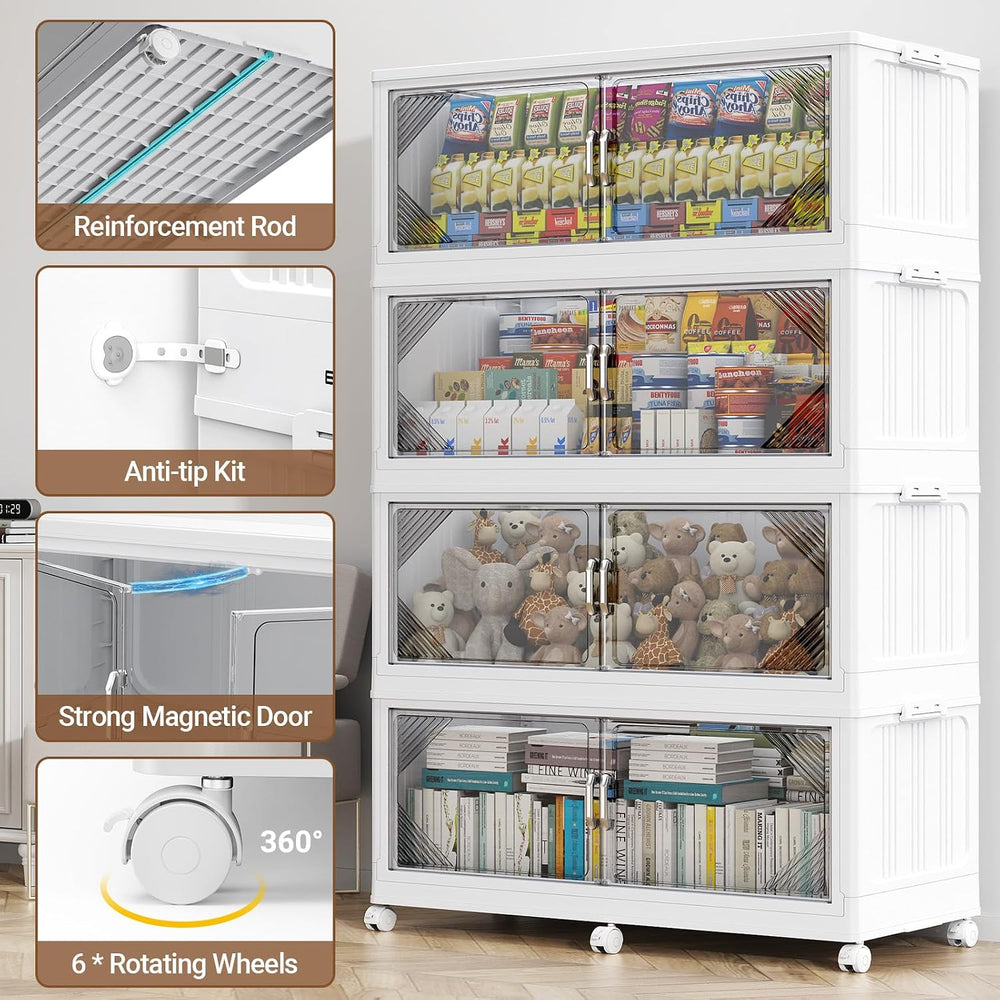 Broview V60 1100QT Plastic Stackable Storage Bins with Lid, 5Pack White