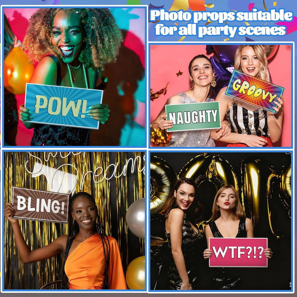 AceOrbit 64 Design Funny Photo Booth Props 32 Double Sided, Classic Style