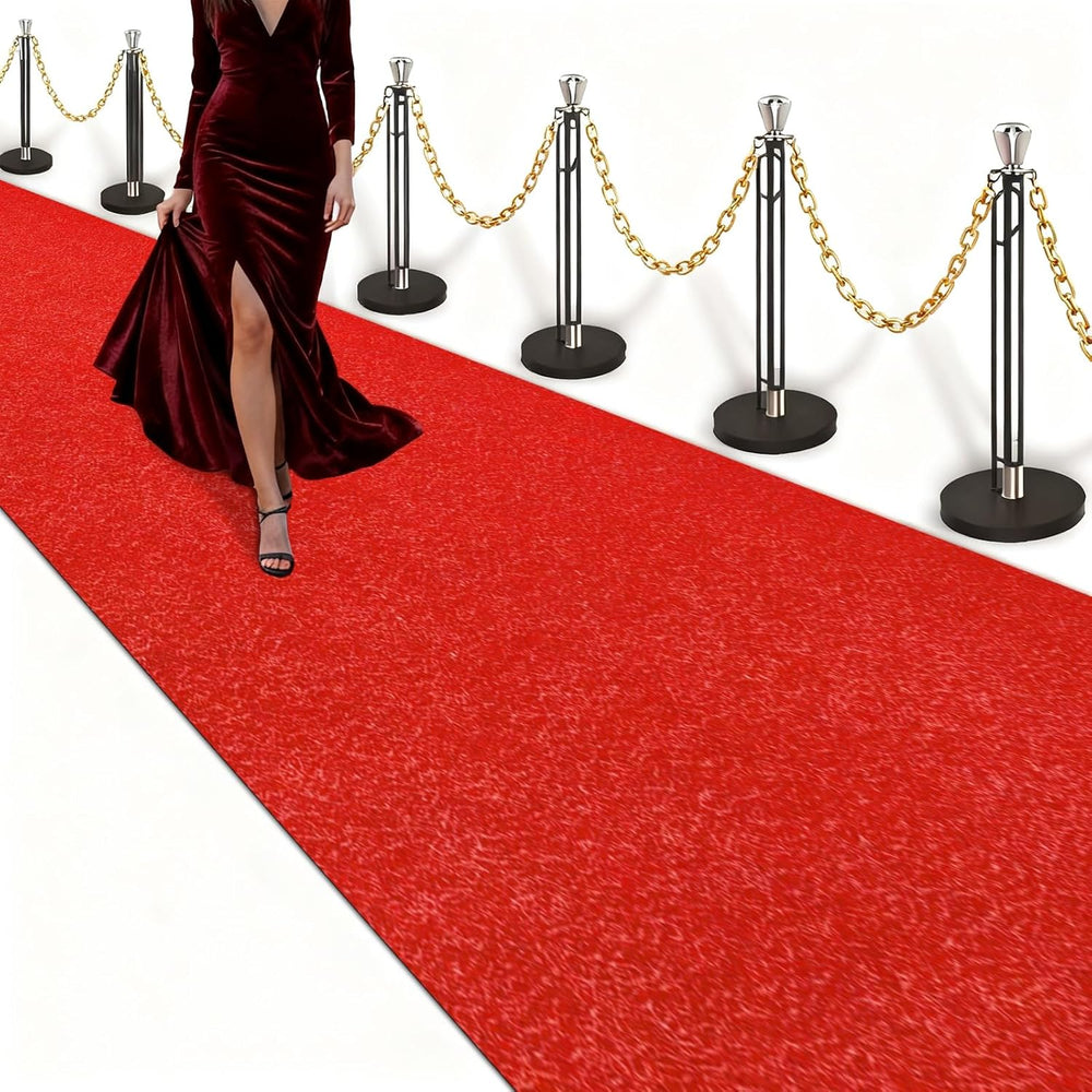Red Carpet Runner 3x10 Feet, Non-Slip Waterproof Aisle Rug with Rubber Backin...
