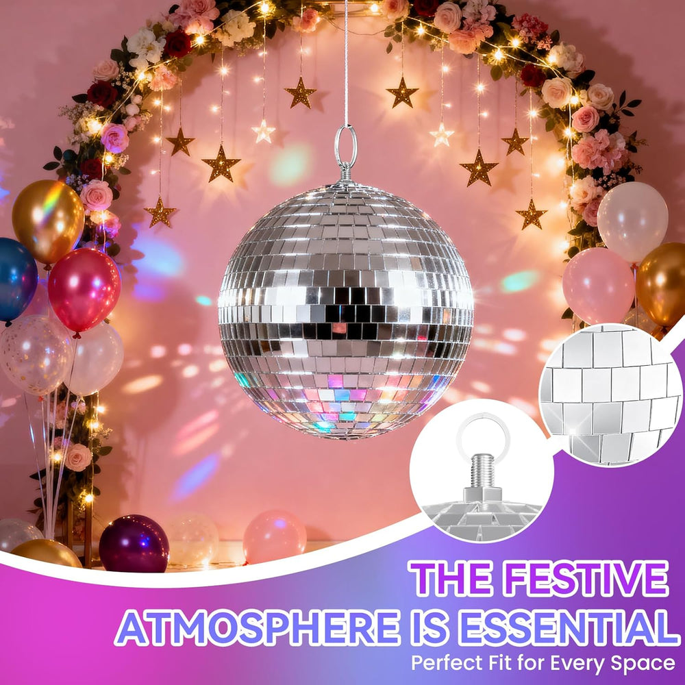 Youdepot 8-Inch Silver Disco Ball Mirror Ball 2-Pack