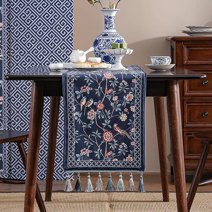 Velvet French Table Runner Farmhouse for Home Kitchen Dining Decor Parties Family Dinners Wedding 12"*118"
