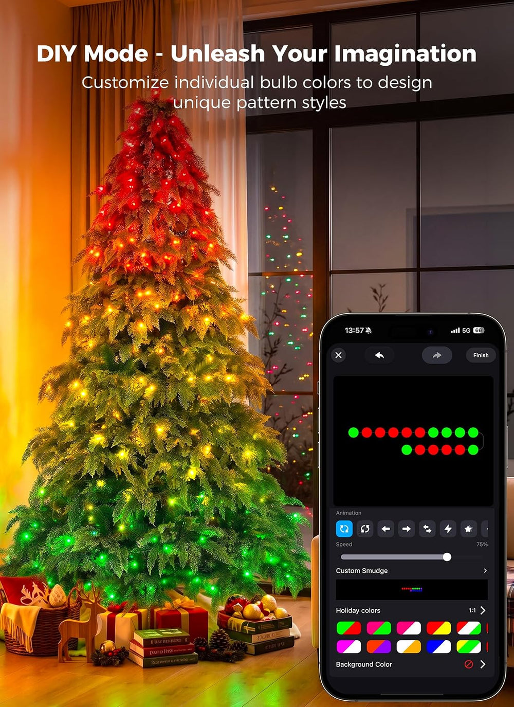 Brightown 7.5FT Smart Prelit Christmas Tree, 400 RGB LED, 1982 Branch Tips