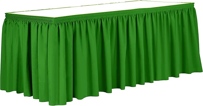 Ultimate Textile Pleat Polyester Fabric Table Skirt - Machine Washable Flame Resistant with Clips for Events, Weddings & Trade Shows, Cut & Sewn in Paterson, NJ - Kelly, 14' Shirred Pleat