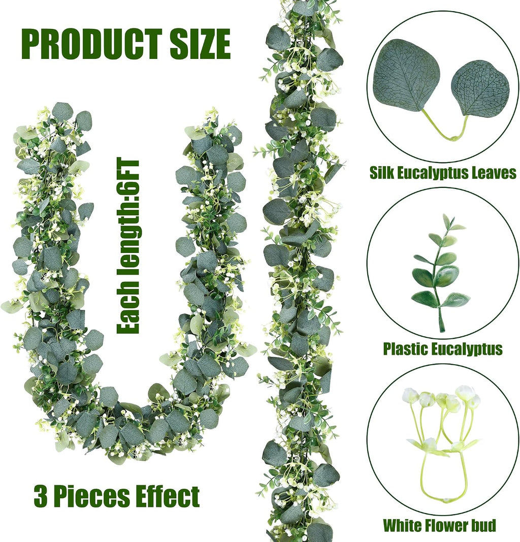 sggvecsy 8 pack artificial eucalyptus garland eucalyptus leaves showing dimensions