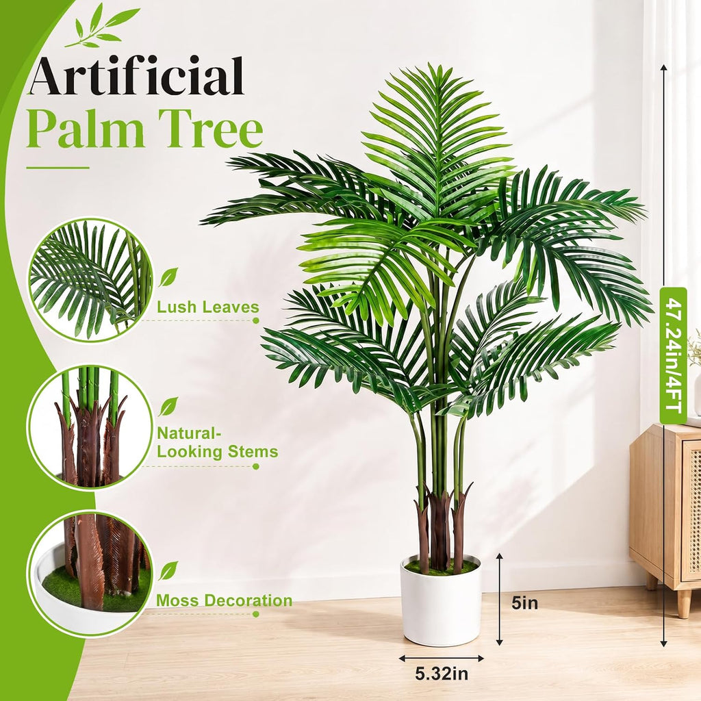 4ft artificial palm tree faux plants indoor,large fake shown in use