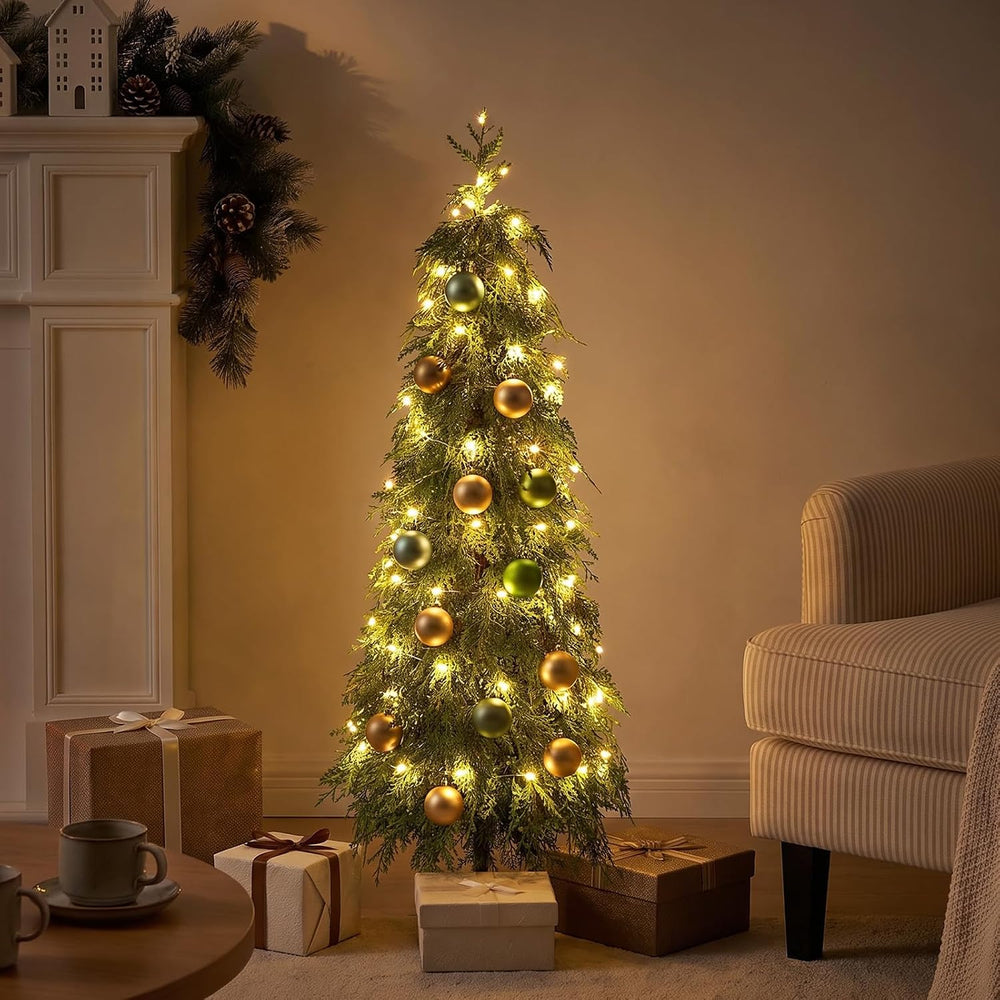 4Ft Artificial Skinny Christmas Tree, Unlit Slim Pencil Xmas Tree