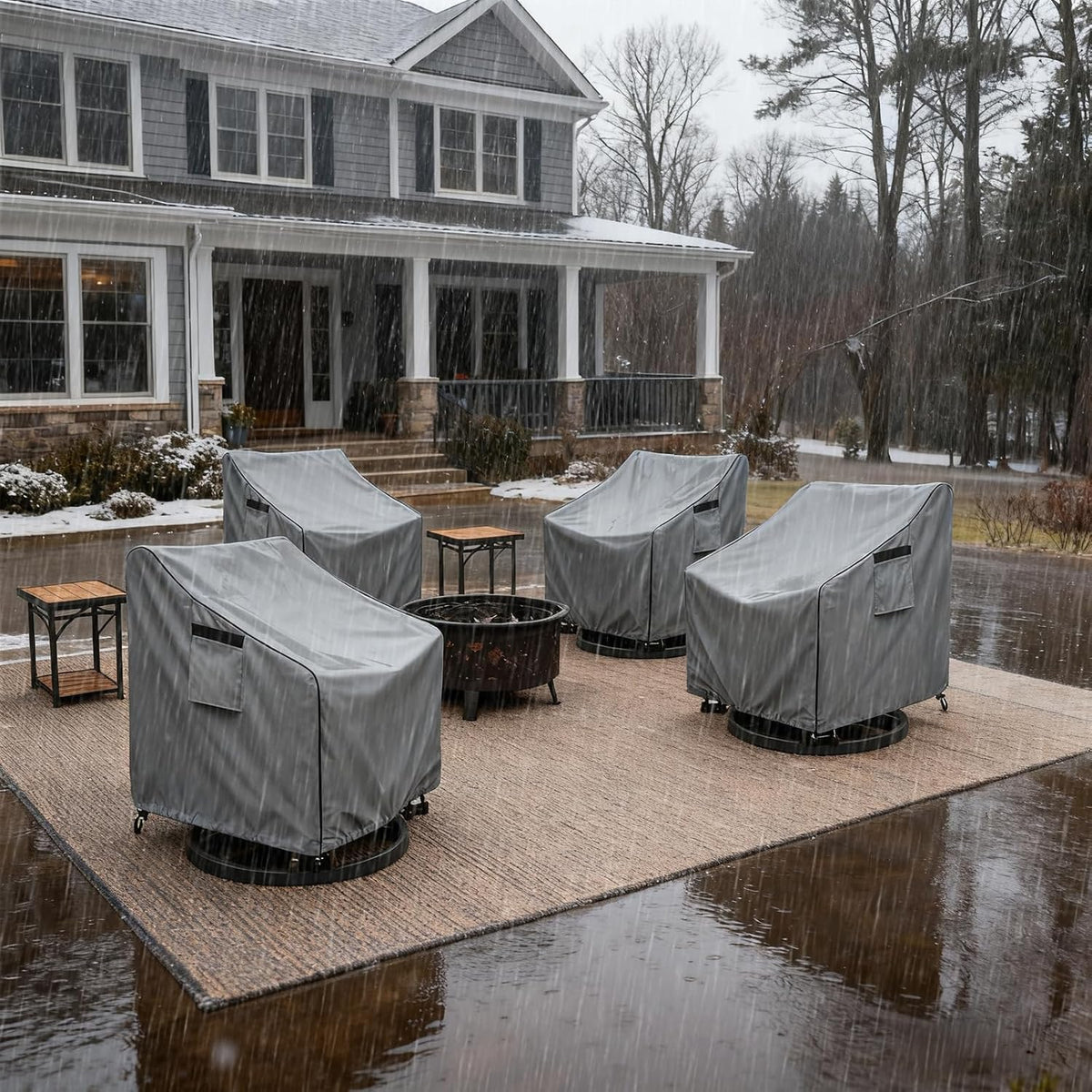patio swivel chair cover 4 pack,waterproof heavy duty showing dimensions