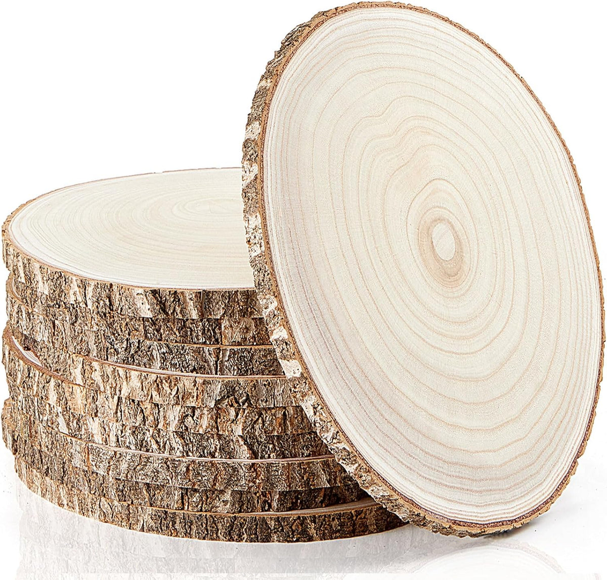 Set of (10) 11-13 Inches Large Wood Slices, Wood Centerpieces for Tables
