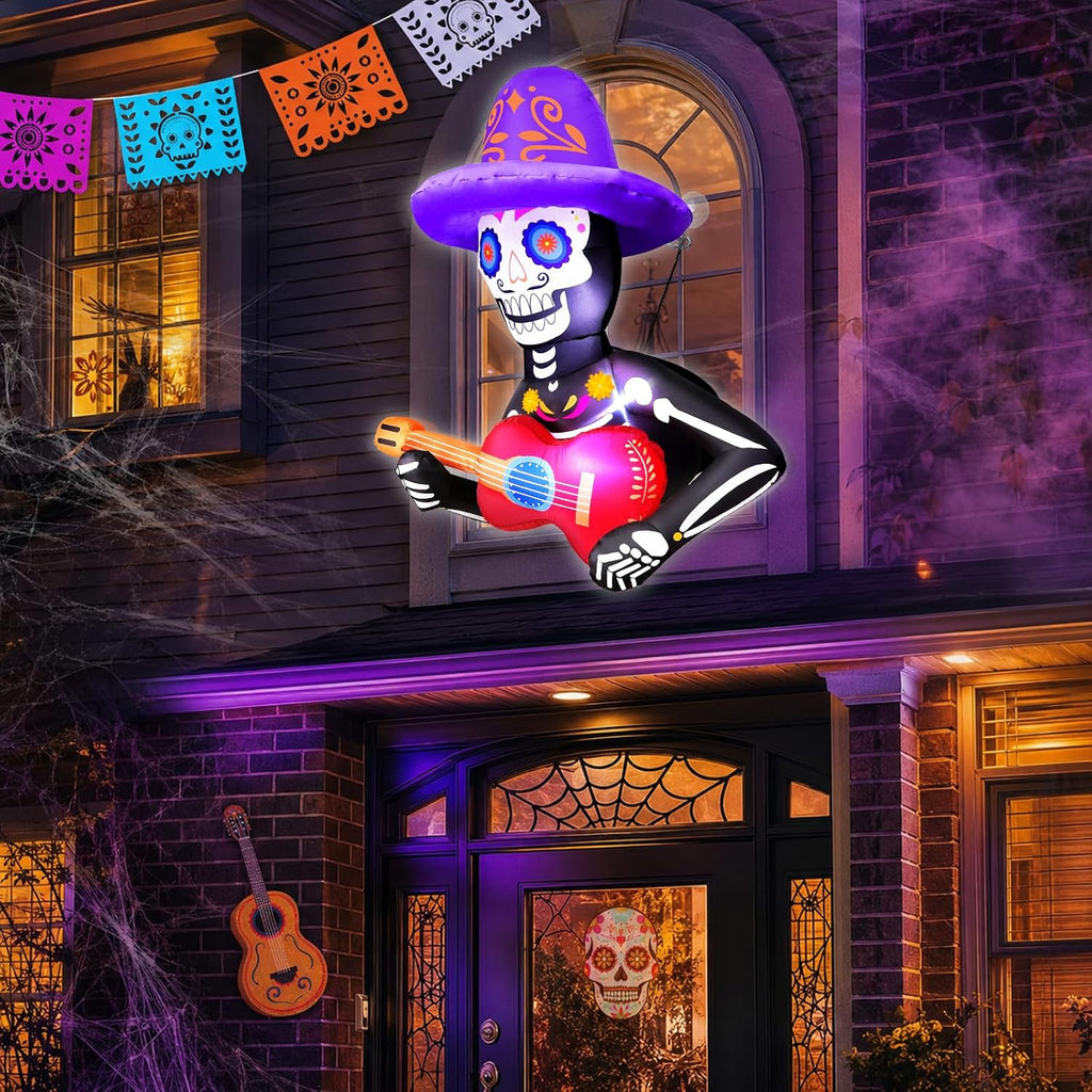 3.5 ft day of the dead inflatables sugar, side view
