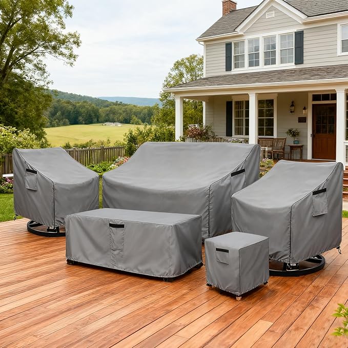 Okcool Outdoor Swivel Chair Cover 2 Pack,Outdoor Furniture Patio Chair Covers Waterproof Clearance,(33"W x 35"D x 38.5"H) Outdoor Lawn Patio Furniture Covers,Grey
