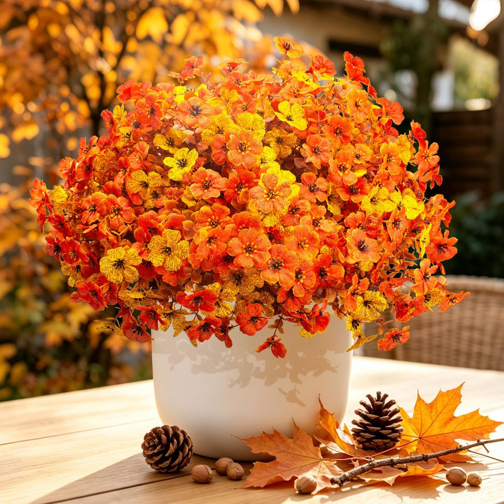 Grunyia 20 Bundles Artificial Outdoors Flowers (Yellow Orange)