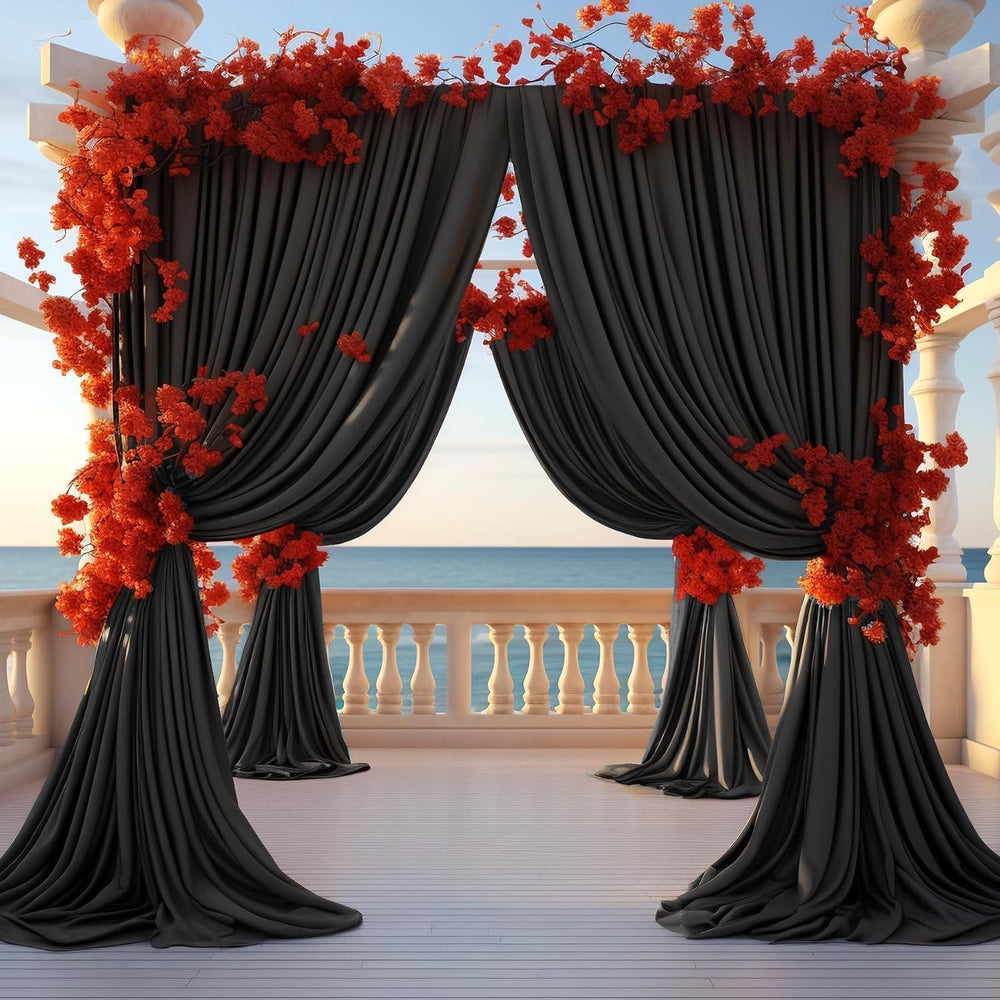 20ft x 10ft Wrinkle Free Black Backdrop Curtain for Parties Weddings, 4 Panel...