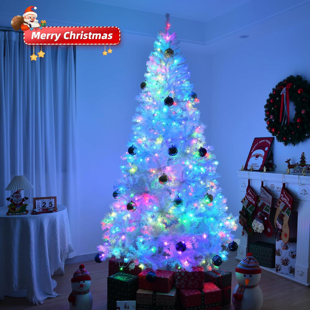 Karl home 8FT Prelit White Artificial Christmas Tree with 500 RGB Lights, Rem...