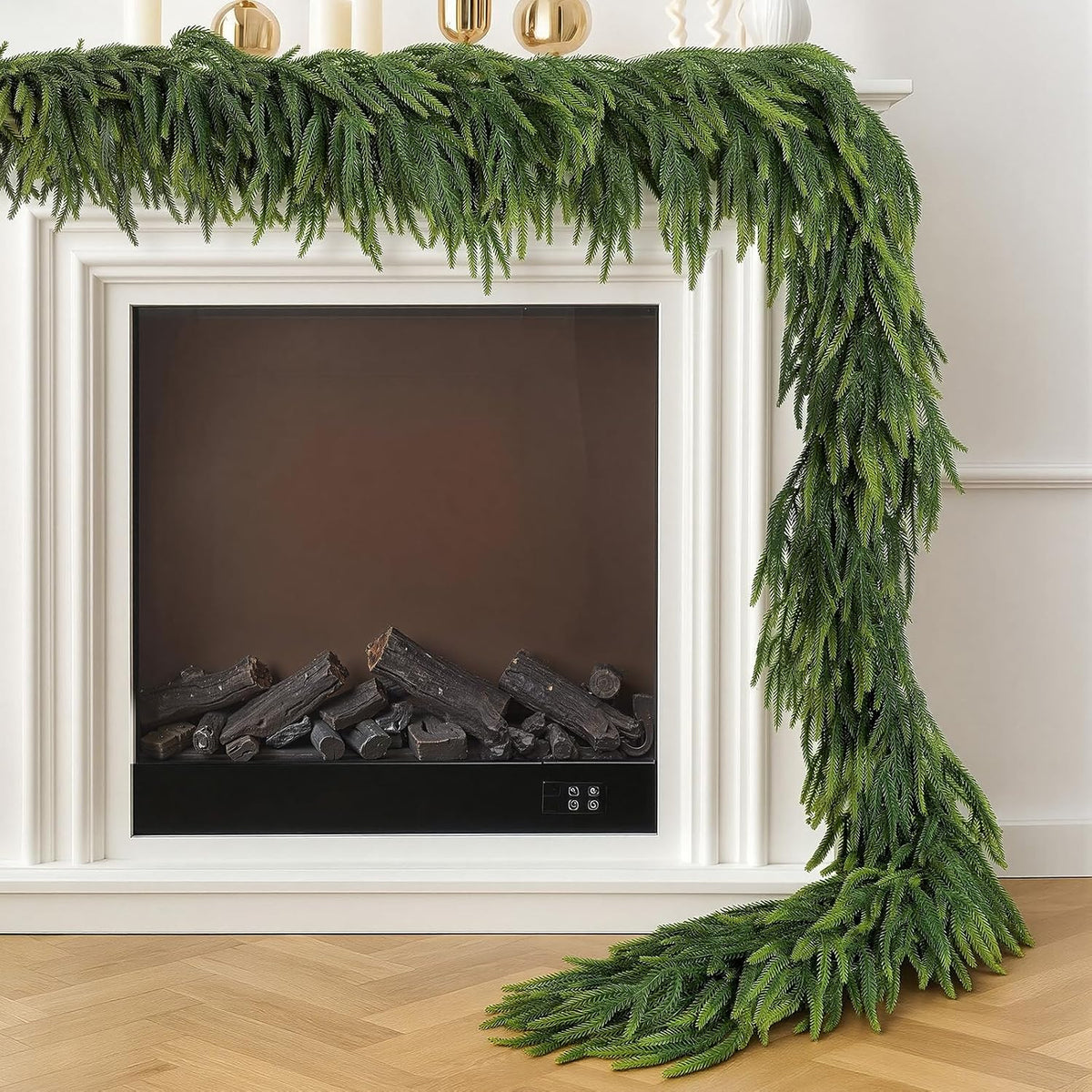 Alupssuc 2PCS 6FT Christmas Garland, Gradient Greenery Norfolk Pine Garland
