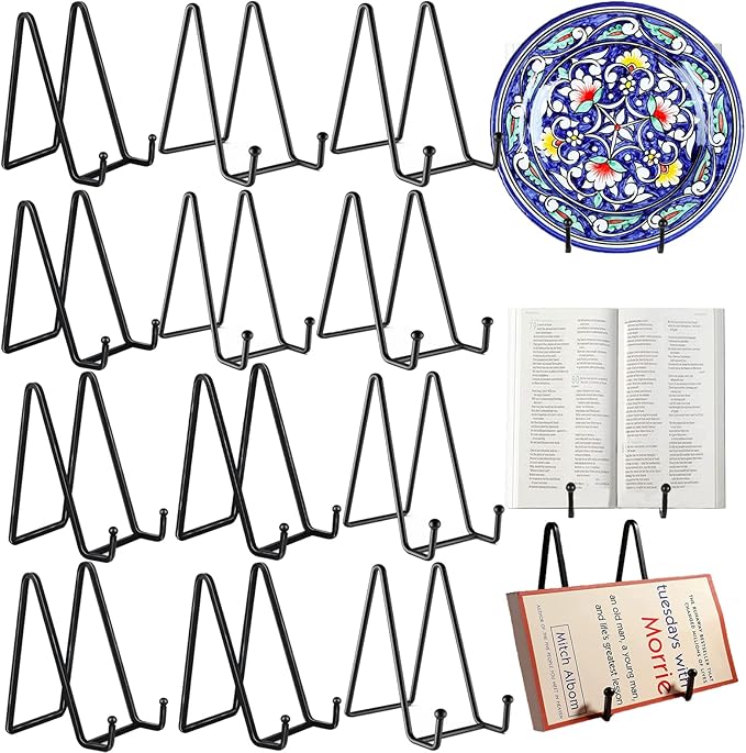 12 Pack 6"Plate Stands for Display,Metal Plate Holders Display Stands Can Be Used for Picture Stands,Book Stands for Display,Plate Display Stands,Easel,Photo Frame Stands,Plaque Stands,Desktop Stand.