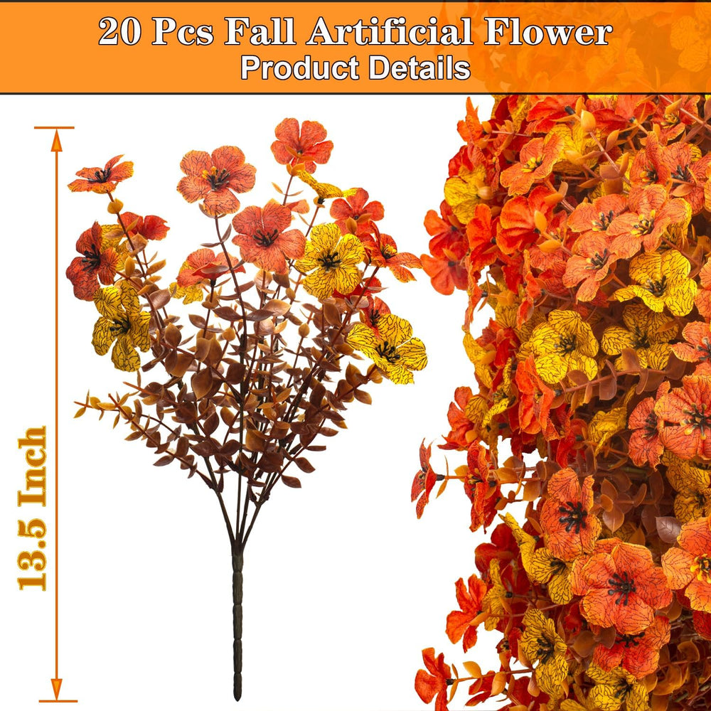 Grunyia 20 Bundles Artificial Outdoors Flowers (Yellow Orange)
