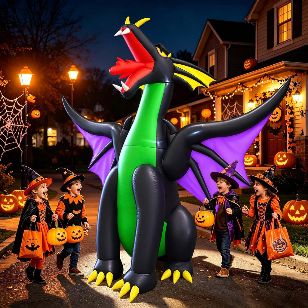 seasonblow 9ft long halloween inflatable giant fire &, side view