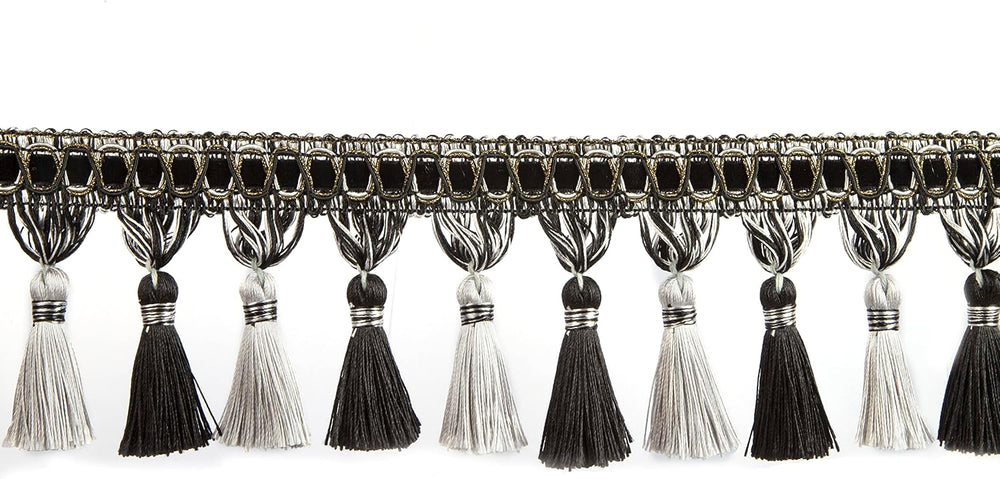 6.5 Yard Handmade Tassel Fringe Trim Hand Knitting-Black