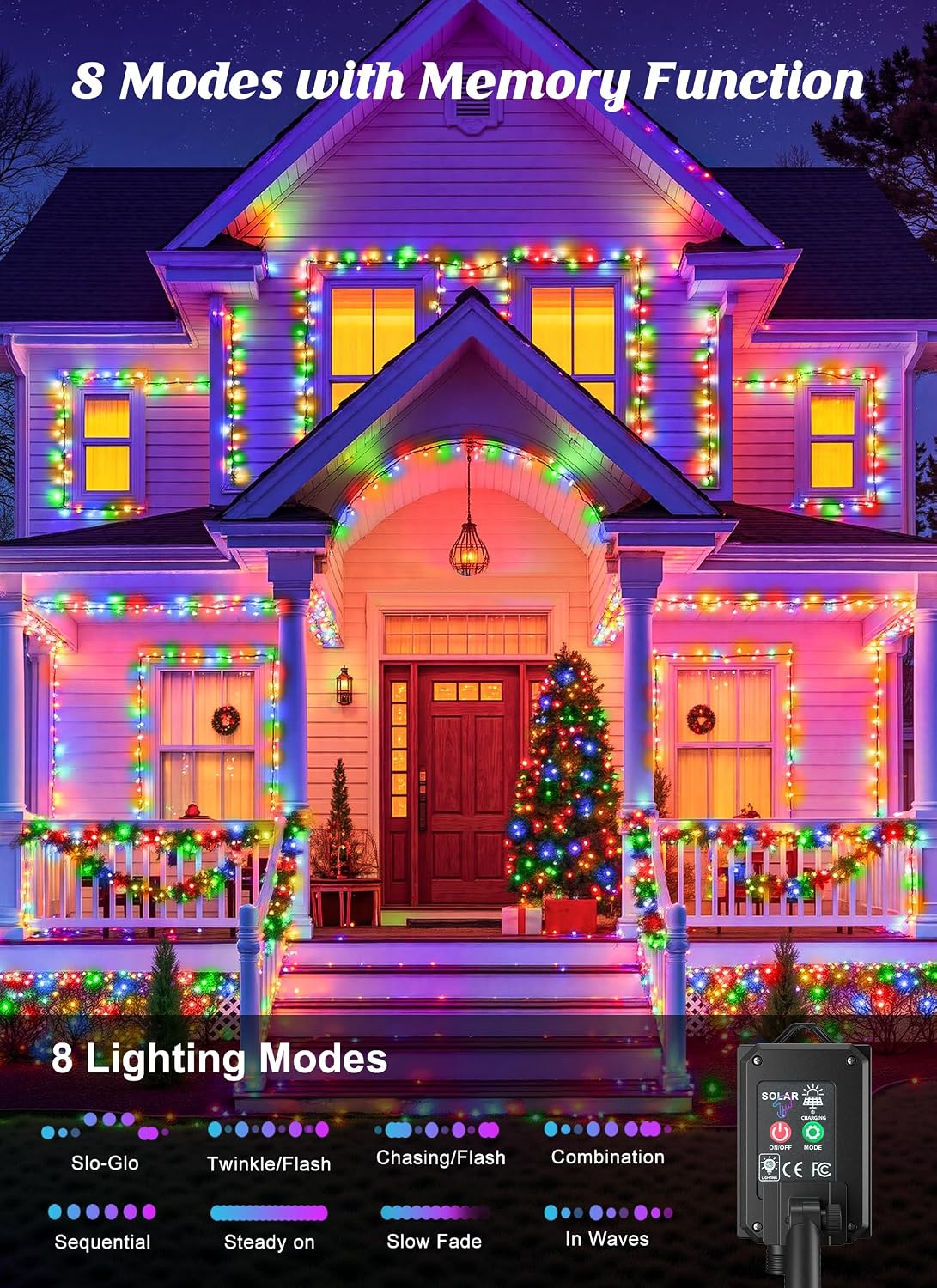 brightown 4 pack solar christmas string lights outdoor, close-up detail