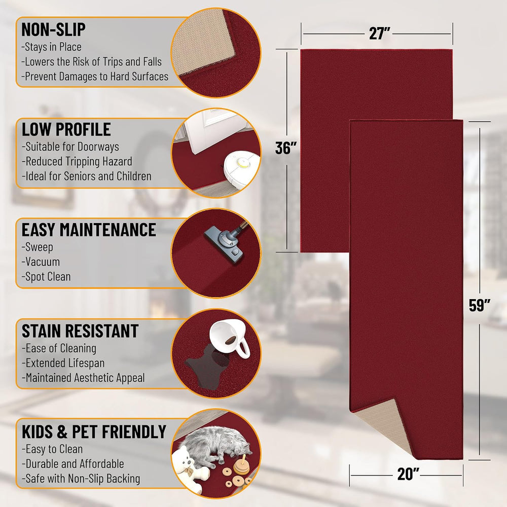 Ottomanson 2-Piece Kitchen Rug Set - Non Slip, Runner & Small Area Rug - ...