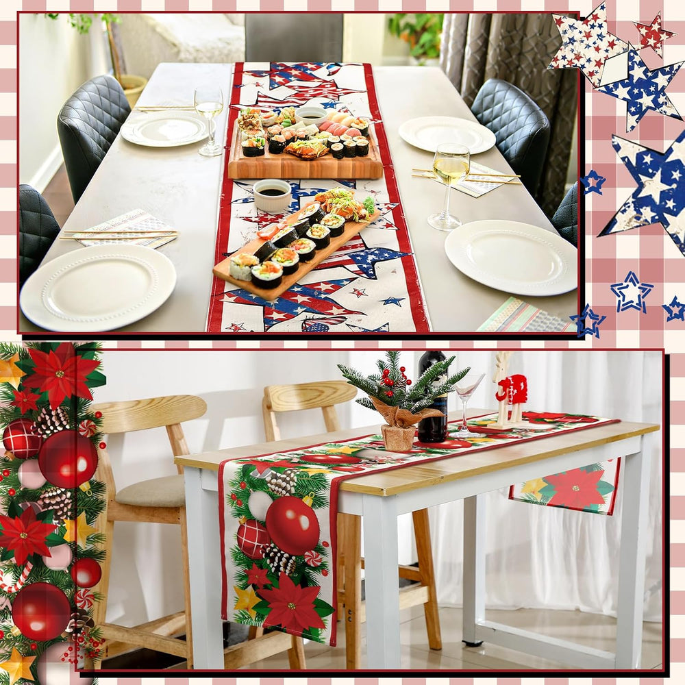 LemonRoad 8 Pcs Holiday Table Runner, 72 Inch Seasonal Fall Table Decor
