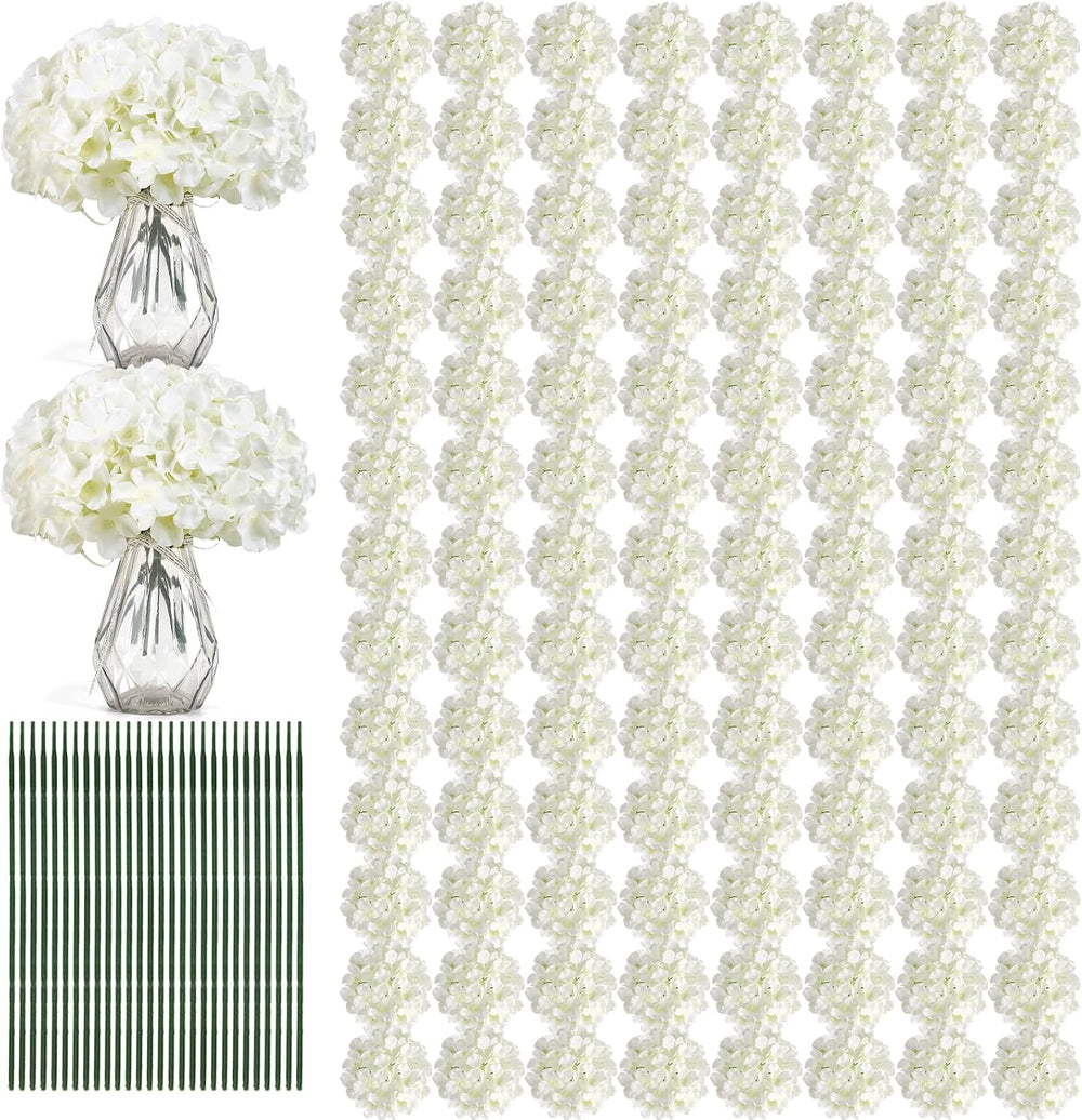 Auihiay 204Pcs Hydrangea Artificial Flowers Bulk, Silk Hydrangeas Flowers