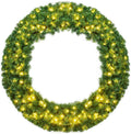 Goplus 48 Inch Large Pre-Lit Christmas Wreath, Battery Operated Winter Wreaths for Front Door with 200 LED Lights and Timer, Lighted Artificial Hanging Xmas Wreath for Windows Wall Mantel Home Decor
