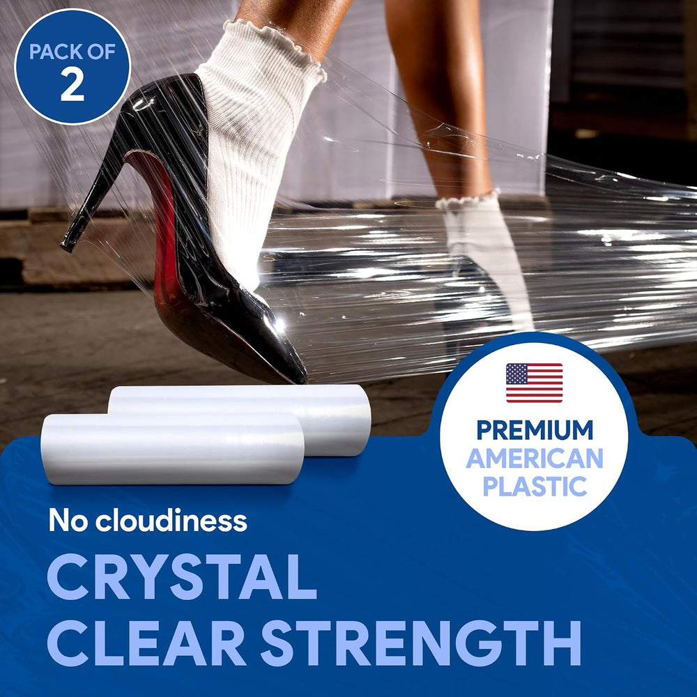 International Plastics Co. 2 Pack of 17'' Plastic Stretch Wrap for Mo...