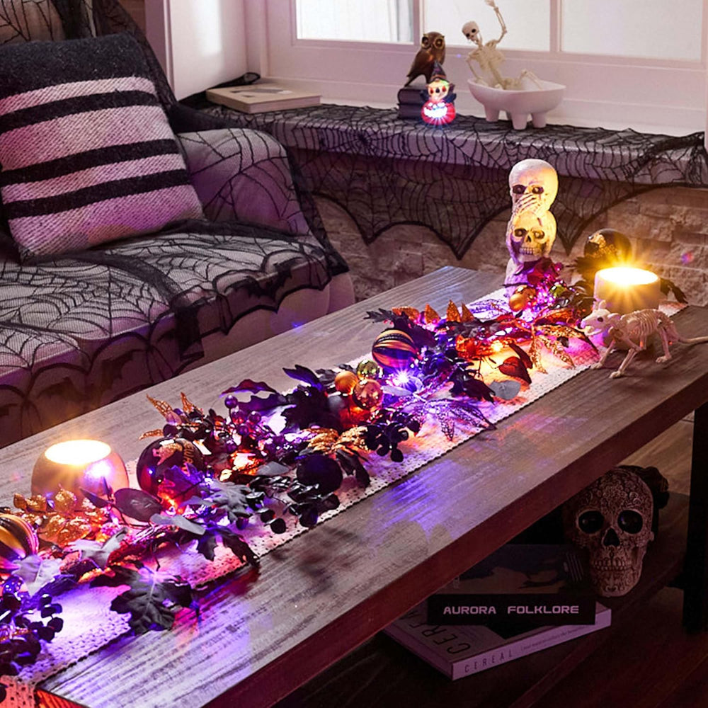 Valery Madelyn 6ft Halloween Garland for Mantel with Lights Party Decor