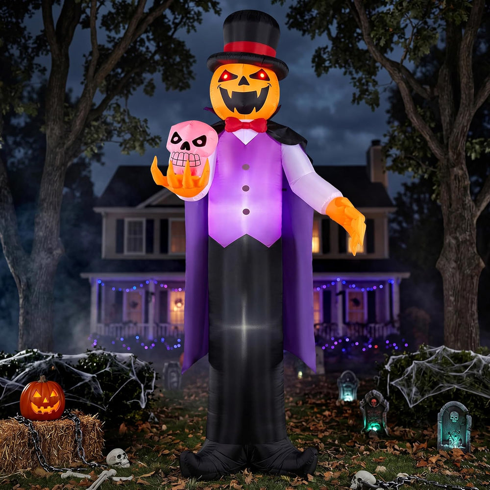 Joiedomi 12FT Giant Halloween Inflatable Pumpkin Ghost Vampire with Skull, Ha...