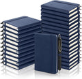 Aodaer 50 Sets Pocket Notebook Journal with Pens, 160 Pages, 3.5 x 5.5 Inch Mini Lined Journal Notebook A6 Leather Hardcover College Ruled Notepad with Pen Holder for School Office Gifts, Navy Blue