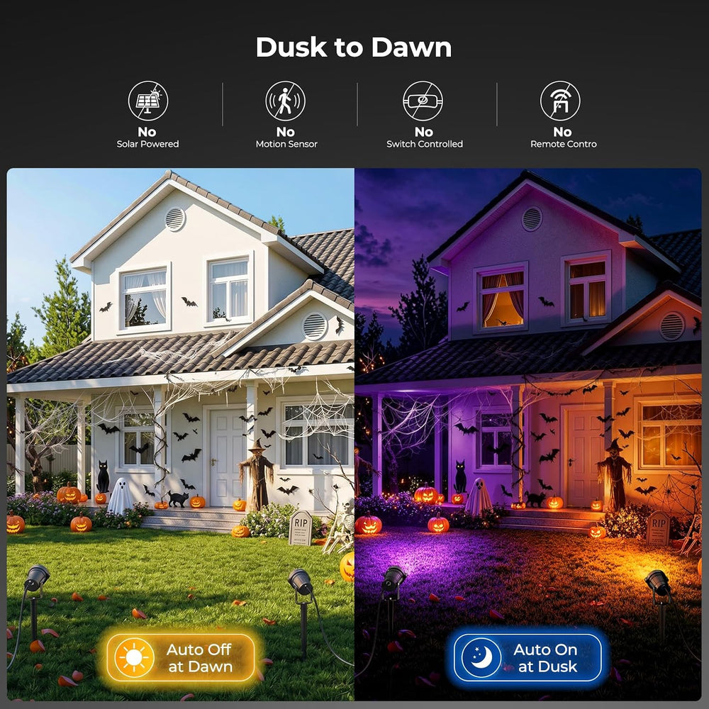 Onforu 12W Purple & Orange LED Outdoor Halloween Spotlights for Yard