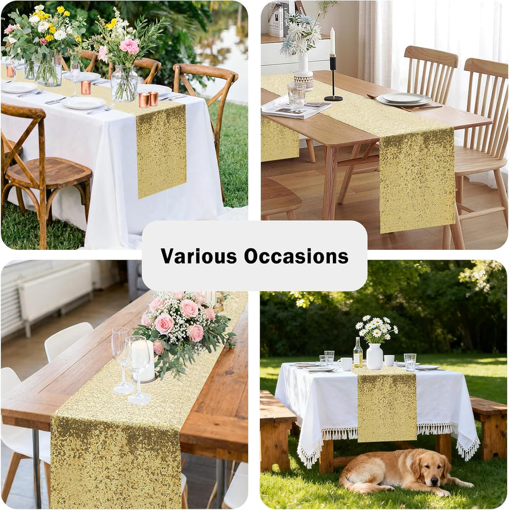Gold Table Runners - Sequin Table Runner Glitter Table Runner for Birthday Pa...