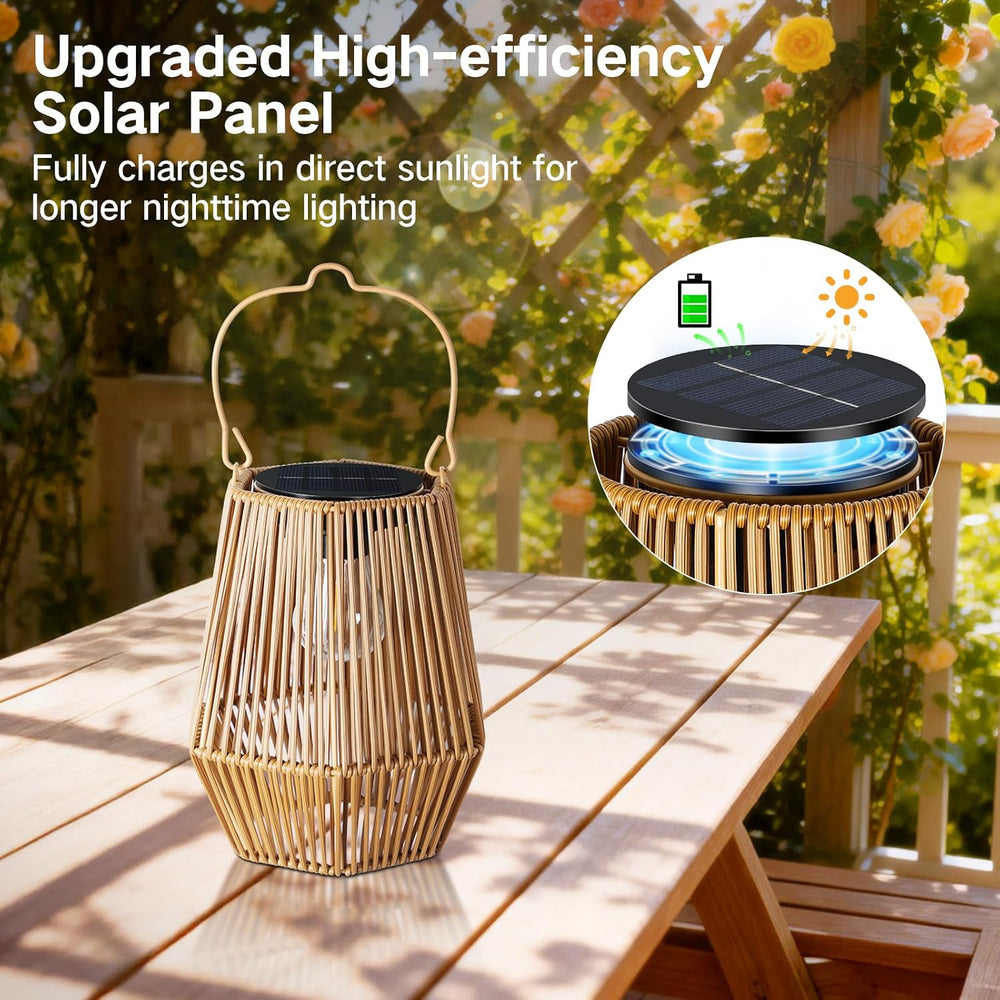 2 Pack Solar Lanterns Outdoor Waterproof, Hanging Rattan Woven Solar Lights w...