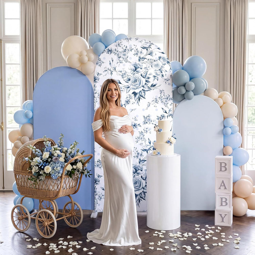 3 Set Arch Backdrop Covers 4ft 5ft 6ft Arch Covers Blue Floral