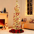 Garvee 6 ft Pencil Prelit Christmas Tree, Snow Flocked Xmas Tree