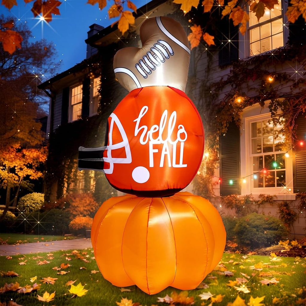 leyndo 7ft fall pumpkin football inflatable thanksgiving blow, package contents
