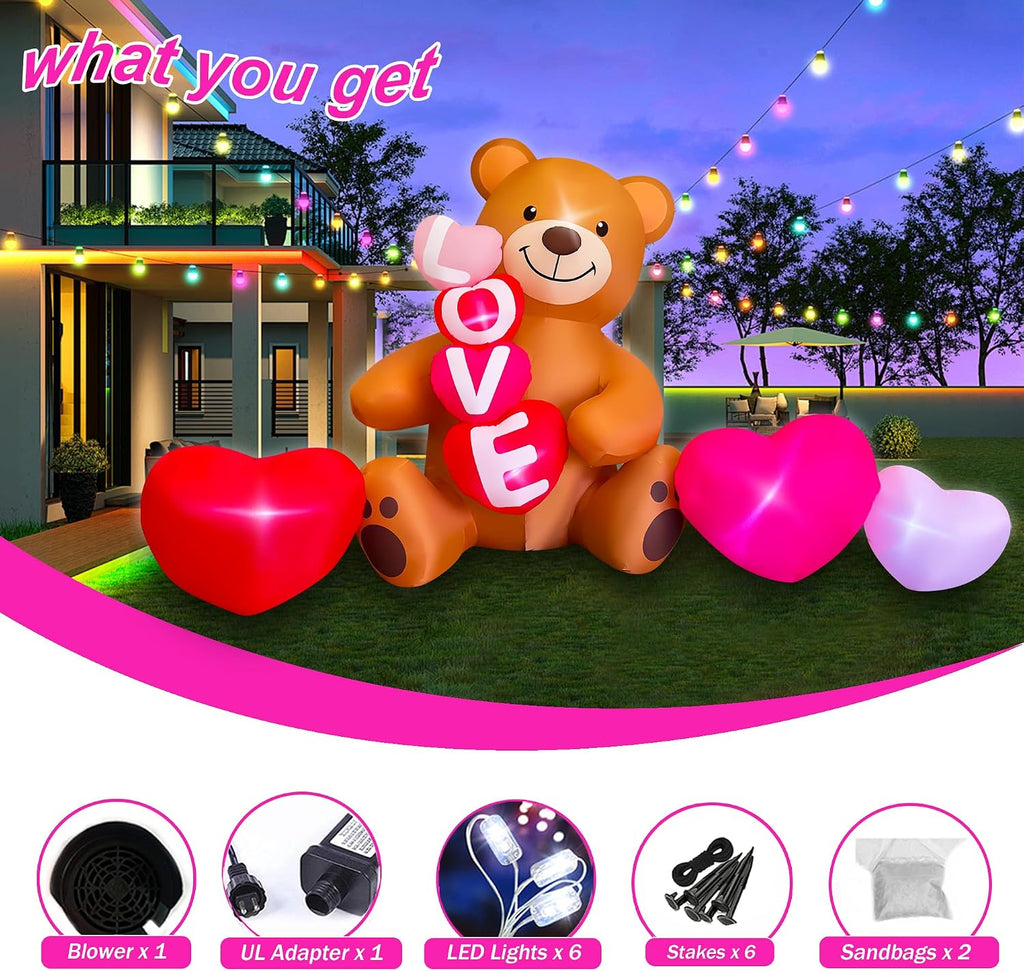 seasonblow 11 ft valentine's day inflatable sitting bear, package contents
