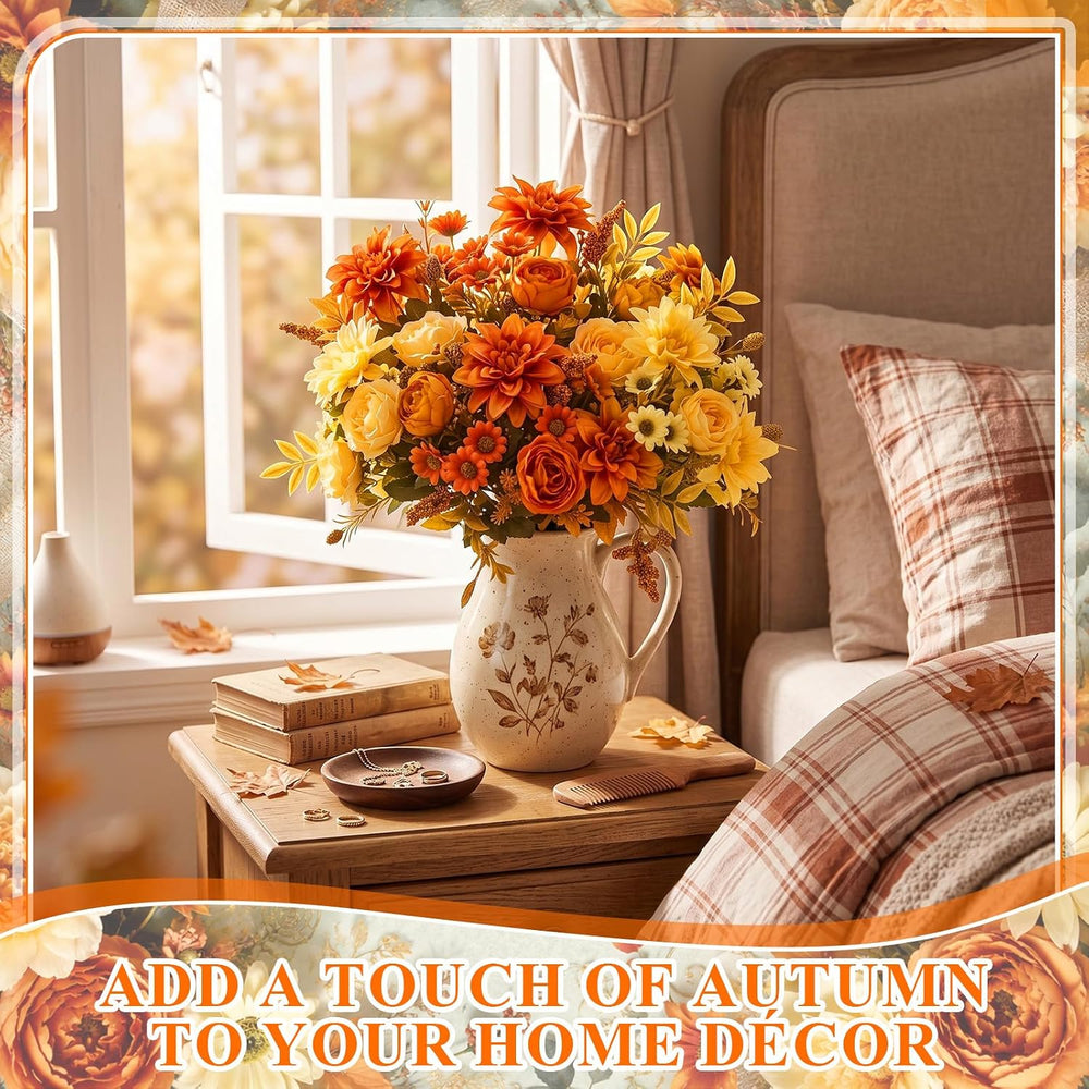8 Bundles Fall Artificial Flowers Bouquet