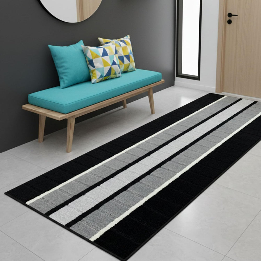 REMNAZ Custom Size Hallway Runner Rug, Non-Slip, Black, 27 in x 18 ft