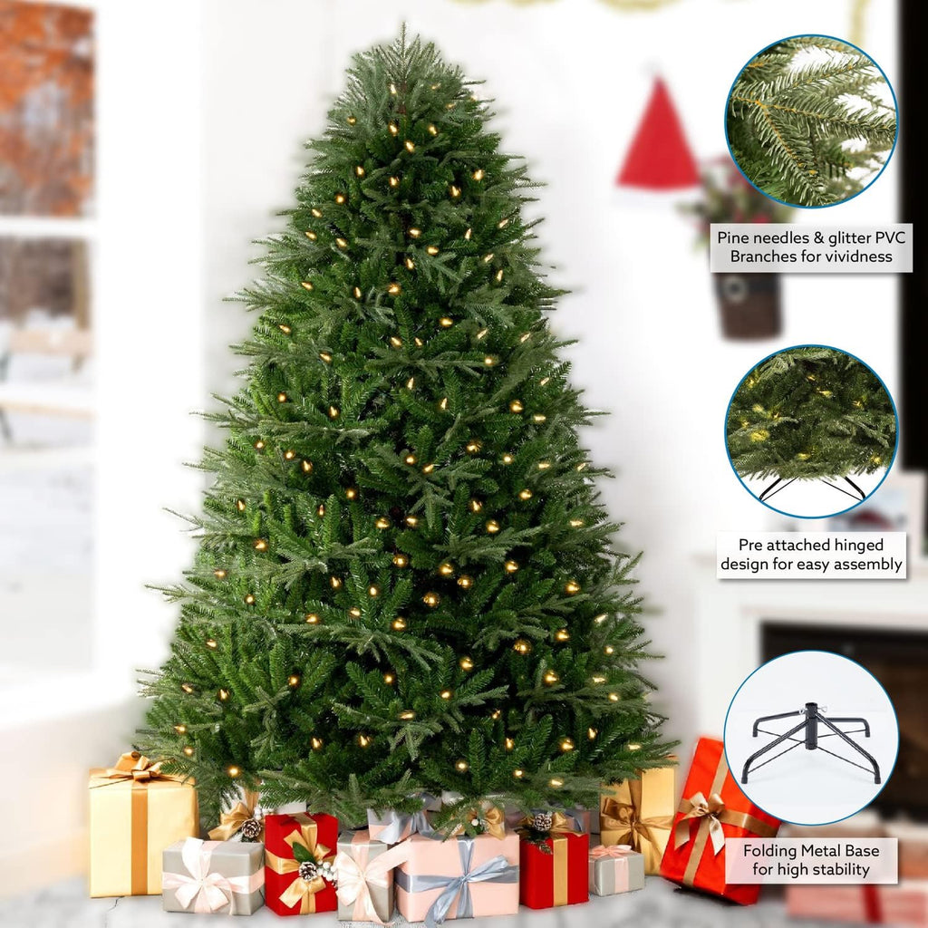 Naomi Home Camden 7.5 ft Pre-Lit Christmas Tree, 600 Warm Lights