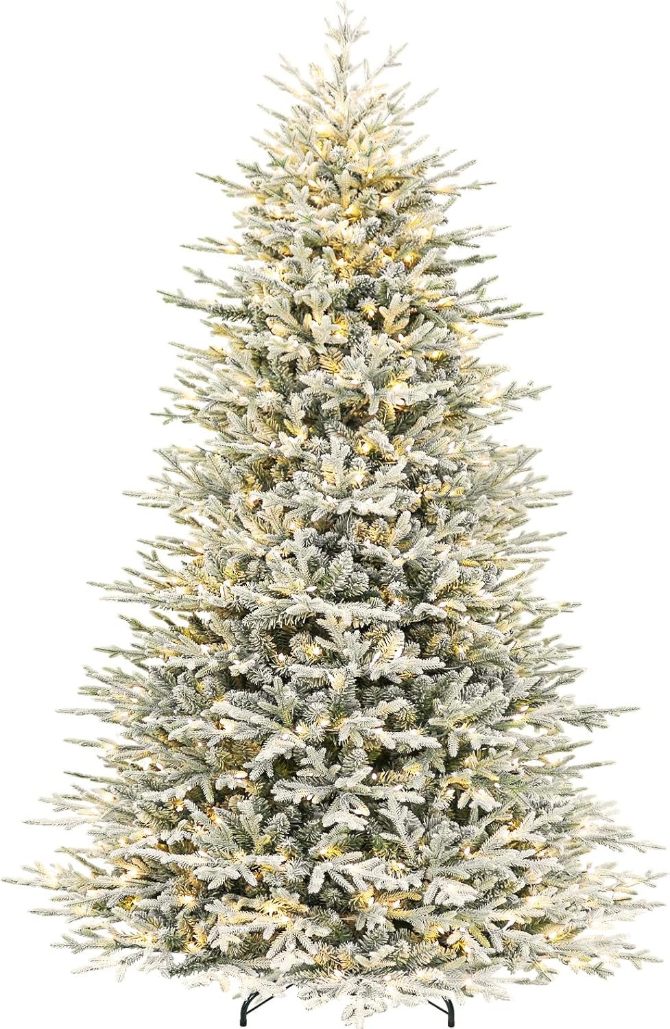 Hykolity 9 ft Prelit Flocked Christmas Tree with Realistic PE Foliage