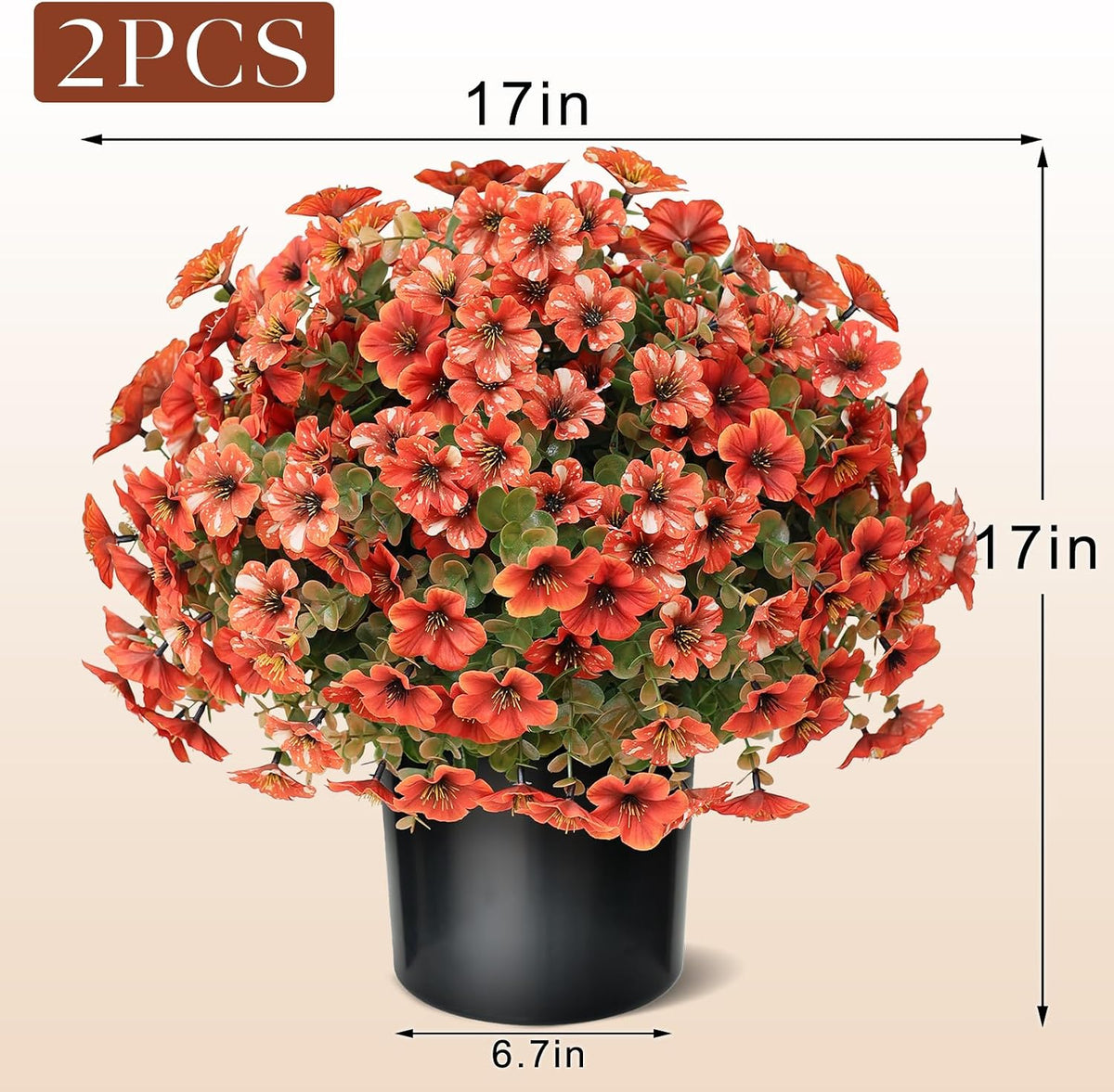 2 Sets Artificial Fall Flowers Topiary Ball Trees for Front Forch (Orange)